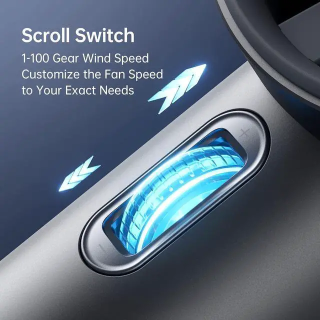 Alt view image 6 of 7 - Portable Handheld Fan, Speed(1-100) Adjustable Turbo Mini and 5000mAh Battery Rechargeable Personal Fan with Metal Body,Digital Display, Gifts for Women Men Travel/Camping/Outdoor-Grey