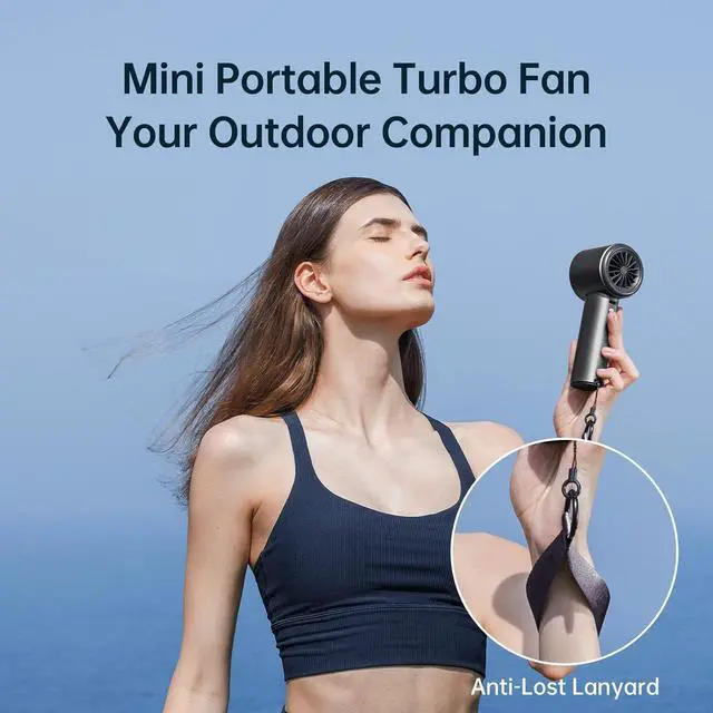 Alt view image 7 of 7 - Portable Handheld Fan, Speed(1-100) Adjustable Turbo Mini and 5000mAh Battery Rechargeable Personal Fan with Metal Body,Digital Display, Gifts for Women Men Travel/Camping/Outdoor-Grey