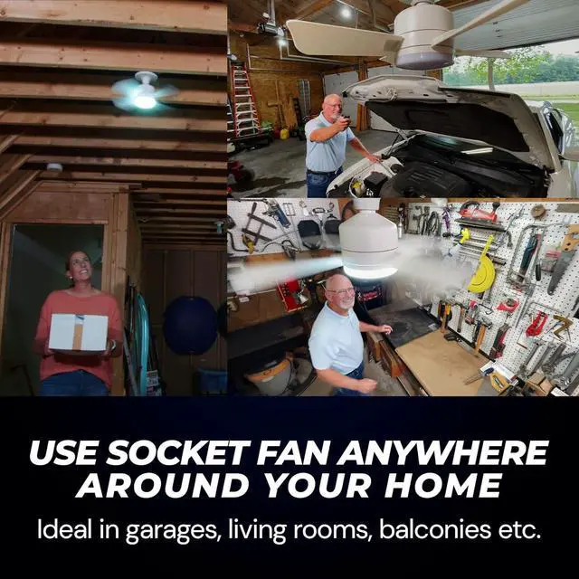 Alt view image 4 of 6 - Socket Fan Light 5-Speed Deluxe LED  Ceiling Fans with Lights and Remote Control  for Bedroom, Kitchen, Living Room,1000 Lumens / 5000 Kelvins As Seen On TV