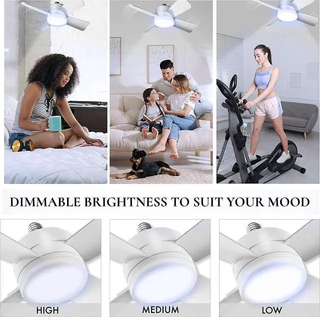 Alt view image 5 of 6 - Socket Fan Light 5-Speed Deluxe LED  Ceiling Fans with Lights and Remote Control  for Bedroom, Kitchen, Living Room,1000 Lumens / 5000 Kelvins As Seen On TV