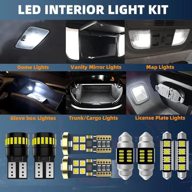Alt view image 6 of 7 - Headlight Bulbs Interior Light Kit Fit For Honda Pilot 2009-2015, High Low Beam Fog Light Bulb Combo + Interior Bulbs Package + License Plate Lights, Pack of 23
