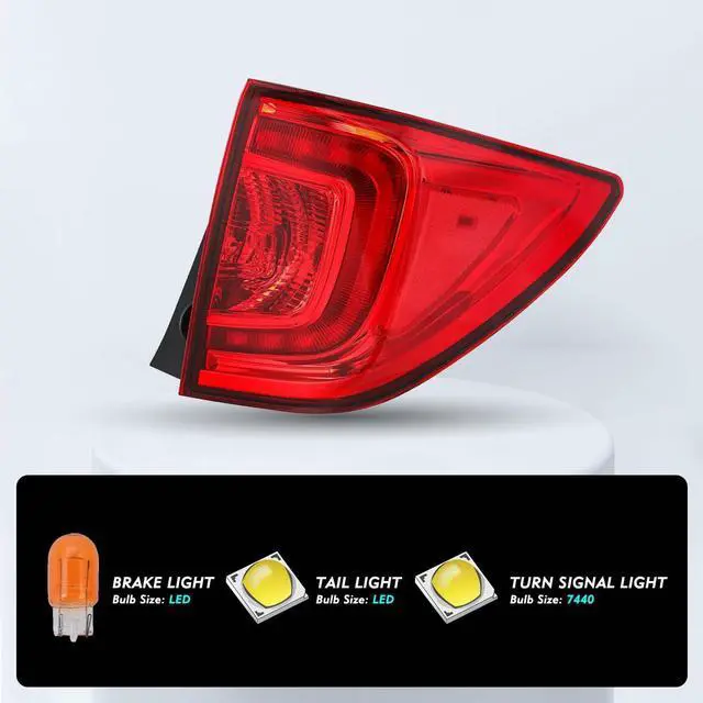 Alt view image 2 of 7 - 2016 2017 2018 Honda Pilot Rear Outer Tail Light Assembly Rear Tail light Lamp (Right Passenger Side)