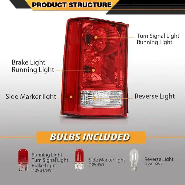 Alt view image 2 of 7 - Tail Lights Set w/Bulb and Wiring Harness Compatible with Honda Pilot 2009-2015 Rear Brake Lamps Replaces 33500SZAA02, HO2801174 Driver and Passenger Side