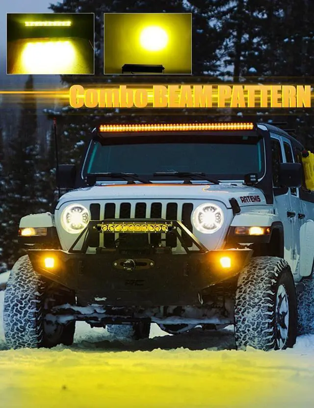 Alt view image 2 of 7 - 11 Inch Led Light Bar Yellow Slim Off Road Driving Lights Compatible with Trucks Pickup SUV ATV UTV Boat 4x4 Van Camper