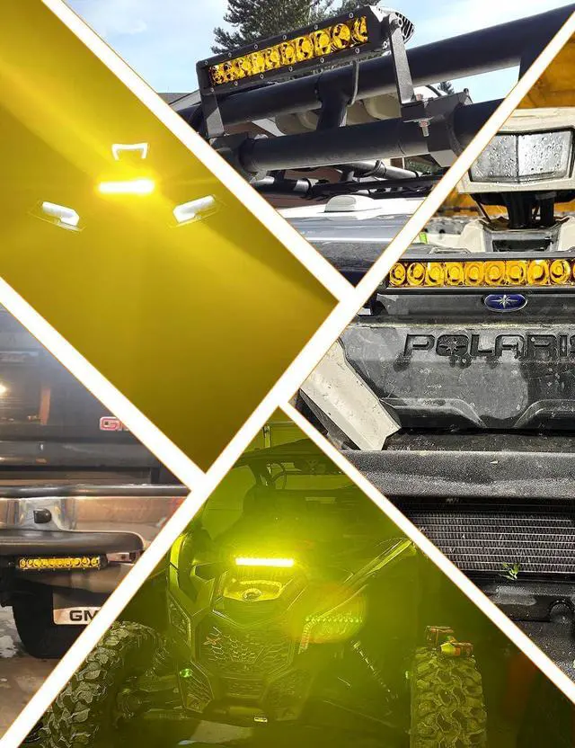 Alt view image 7 of 7 - 11 Inch Led Light Bar Yellow Slim Off Road Driving Lights Compatible with Trucks Pickup SUV ATV UTV Boat 4x4 Van Camper
