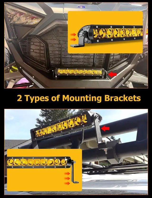 Alt view image 6 of 7 - 11 Inch Led Light Bar Yellow Slim Off Road Driving Lights Compatible with Trucks Pickup SUV ATV UTV Boat 4x4 Van Camper