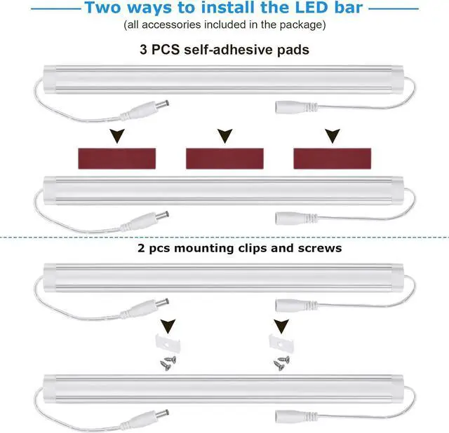 Alt view image 5 of 7 - Under Cabinet LED Lighting Kit, Super Bright, 6 PCS 12 Slim Light Bars, 31W 2000 Lumen, Dimmable, Plug or Wired Power Adapter, for Kitchen Cabinets Counter Shelf Workbench (Warm White 3000K)