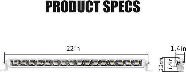 Alt view image 3 of 6 - 22 Inch Led Light Bar for Boat Marine, 96W Waterproof Tested Deck/Dock Marine Lights 7700LMS 180°Flood Light, 12/24 V Led boat Lights