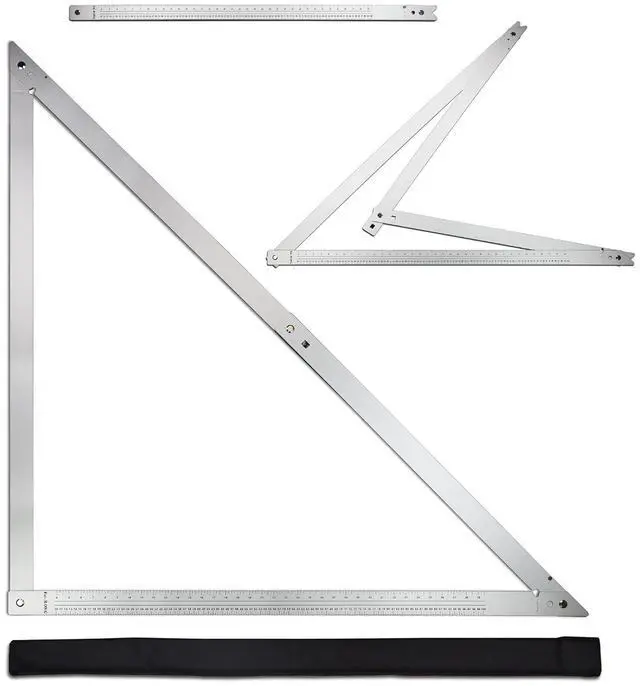 Main image of 48 Inches Folding Aluminium Triangle Ruler Construction Tools Combination Carpentry Squares in Framing Roofing Stair Work Woodworking Movable Right Angle 90°45 Degree Angle Ruler
