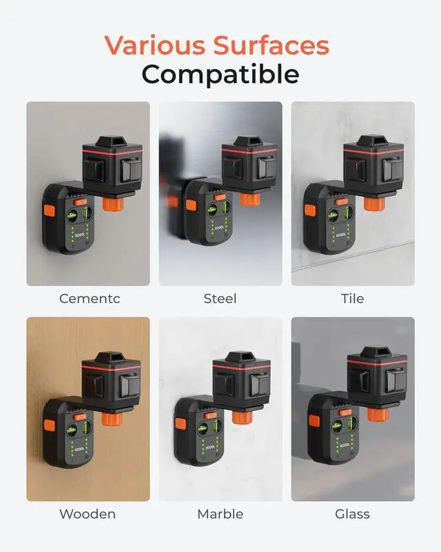 Alt view image 5 of 7 - 3 in 1 Laser Level Tool with Line Laser, Drill Dust Collector & Laser Level Stand with Laser Level Suction Cup Wall Mount, 131ft Wall Laser Level for Picture Hanging, Painting, Renovations