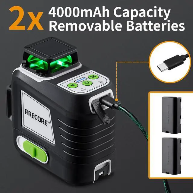 Alt view image 2 of 7 - Laser Level 360 Self Leveling, 3 x 360° High Brightness Green Cross Line Laser Leveler Tool for Picture Hanging Wall Tile Construction, 2 Rechargeable Batteries and Magnetic Bracket Included