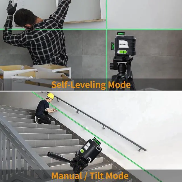 Alt view image 4 of 7 - Laser Level 360 Self Leveling, 3 x 360° High Brightness Green Cross Line Laser Leveler Tool for Picture Hanging Wall Tile Construction, 2 Rechargeable Batteries and Magnetic Bracket Included