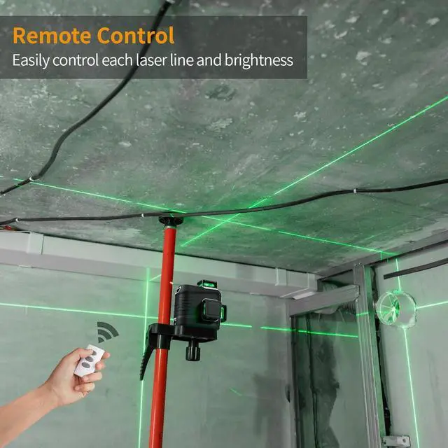 Alt view image 5 of 7 - Laser Level 360 Self Leveling, 3 x 360° High Brightness Green Cross Line Laser Leveler Tool for Picture Hanging Wall Tile Construction, 2 Rechargeable Batteries and Magnetic Bracket Included