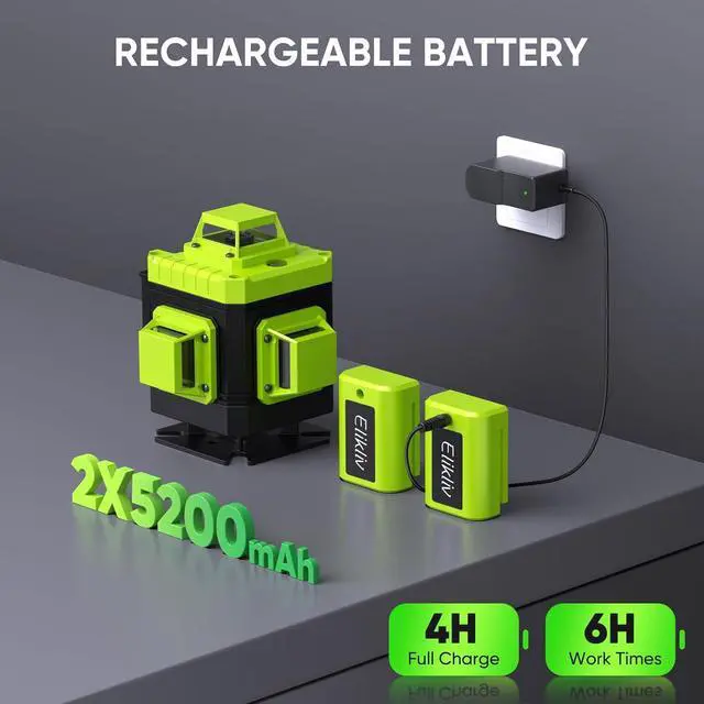 Alt view image 3 of 7 - Laser Level Self Leveling -Elikliv 200ft Outdoor Robust Indoors 4D Green Cross Line Laser Level 4x360 Horizontal Vertical Dual-beam Lasers for DIY or Professional Job Site Integrated Bracket Included