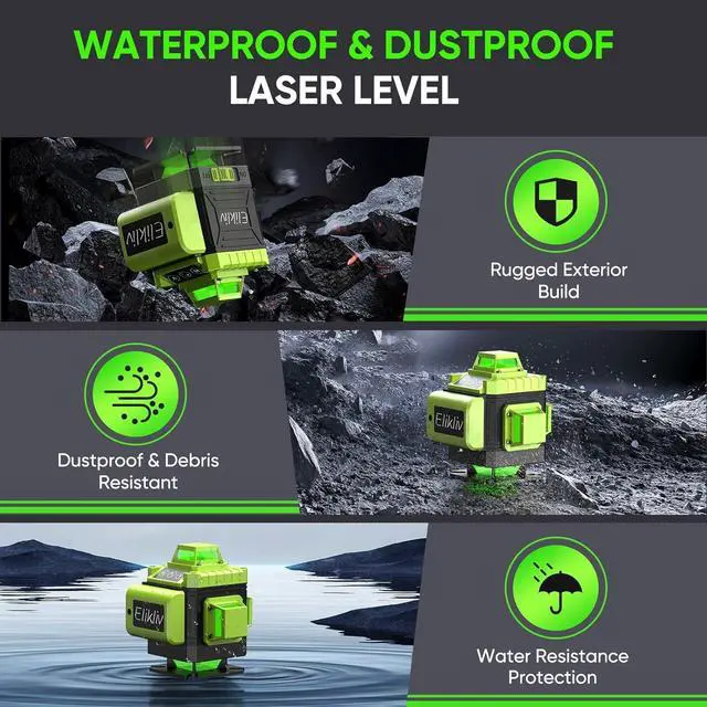 Alt view image 6 of 7 - Laser Level Self Leveling -Elikliv 200ft Outdoor Robust Indoors 4D Green Cross Line Laser Level 4x360 Horizontal Vertical Dual-beam Lasers for DIY or Professional Job Site Integrated Bracket Included