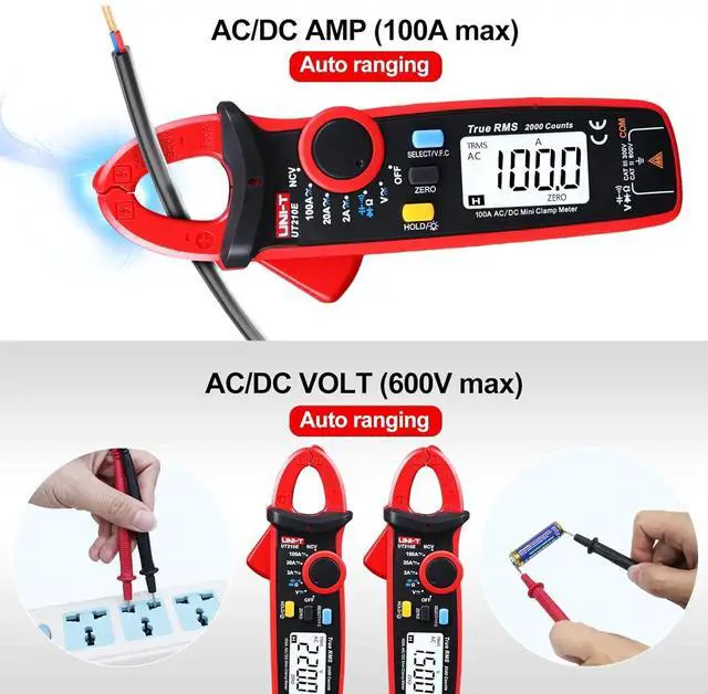 Alt view image 4 of 7 - UNI T UT210e Mini Digital Clamp Meter & Phillips Screwdriver, HVAC Tool AC DC Amp Clamp Meter Multimeter Tester Voltmeter Continuity Tester Capacitor Ohmmeter & Cross Screwdriver