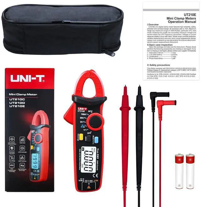 Alt view image 6 of 7 - UT210e Digital Clamp Meter AC DC Amp Meter Clamp Multimeter True RMS 2000 Counts Voltmeter Continuity Tester Capacitor HVAC Tool Multi Tester