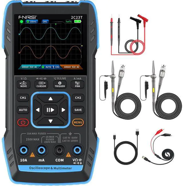 Main image of 2C23T Digital Oscilloscope Multimeter DDS Generator 3 in 1, 2 Channels, 10MHz Bandwidth, 50MSa/s Sampling Rate, 10000 Counts, Voltage, Current, Capacitor, Resistor, Diode Test