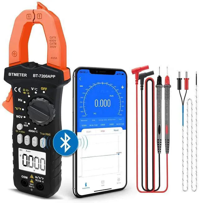 Main image of BT-7200APP TRMS 6000 Counts Clamp Multimeter, Digital Clamp-on Ammeter for AC/DC Current Voltage Resistance Capacitor Frequency Continuity Temperature NCV Meter
