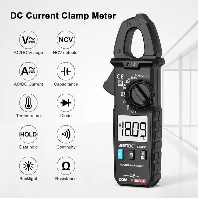 Alt view image 2 of 7 - Digital Clamp Meter Multimeter Voltage Tester NCV Auto-ranging True RMS 100A 600V Volt Amp Ohm Meter, Measures AC/DC Current & Voltage Temperature Capacitance Resistance Diodes Continuity