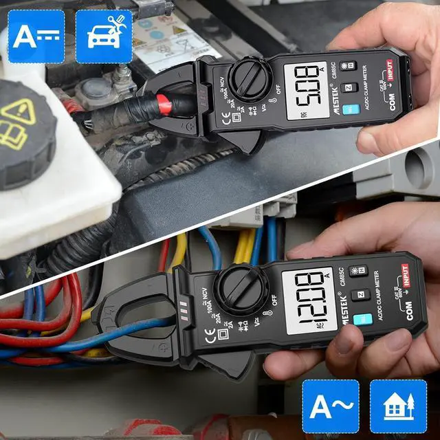 Alt view image 3 of 7 - Digital Clamp Meter Multimeter Voltage Tester NCV Auto-ranging True RMS 100A 600V Volt Amp Ohm Meter, Measures AC/DC Current & Voltage Temperature Capacitance Resistance Diodes Continuity