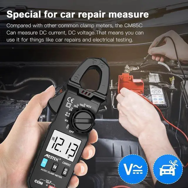 Alt view image 5 of 7 - Digital Clamp Meter Multimeter Voltage Tester NCV Auto-ranging True RMS 100A 600V Volt Amp Ohm Meter, Measures AC/DC Current & Voltage Temperature Capacitance Resistance Diodes Continuity