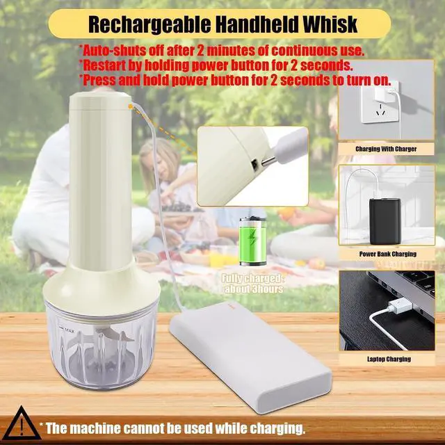 Alt view image 4 of 7 - Hand Mixer, Electric Whisk,Mini Mixer, Mini Food Processor,Electric Mixer, Handmixer, Electric Stirrer and Whisker,Portable Hand Mixer,Food Chopper, Baby Food Maker, 4-Speed 10OZ