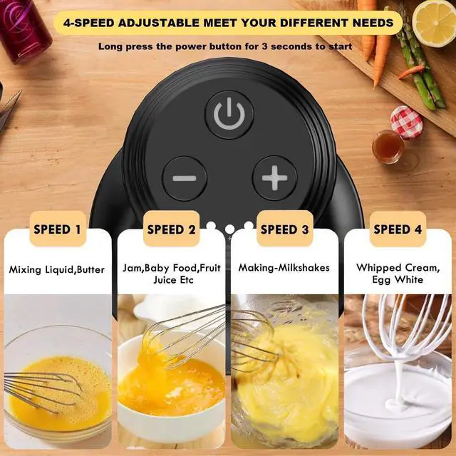 Alt view image 6 of 7 - Hand Mixer, Electric Whisk,Mini Mixer, Mini Food Processor,Electric Mixer, Handmixer, Electric Stirrer and Whisker,Portable Hand Mixer,Food Chopper, Baby Food Maker, 4-Speed 10OZ