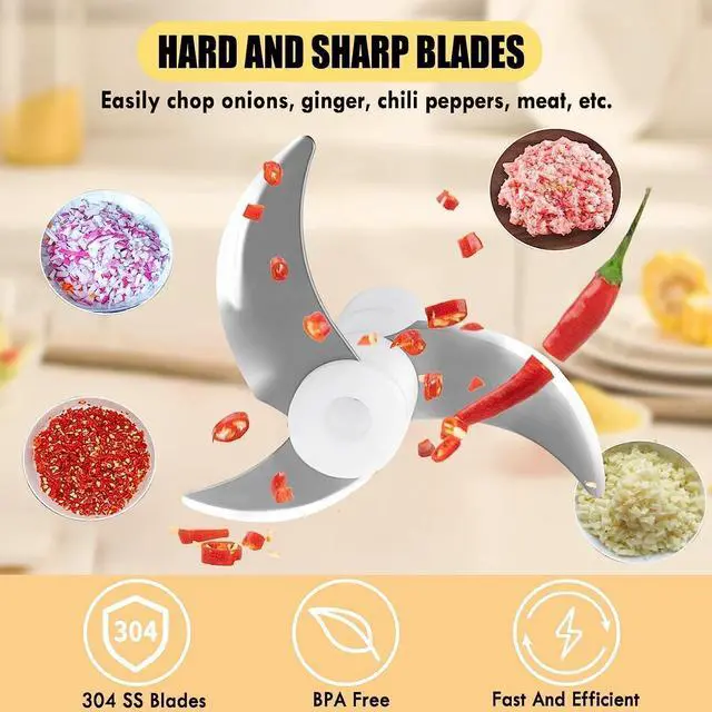 Alt view image 7 of 7 - Hand Mixer, Electric Whisk,Mini Mixer, Mini Food Processor,Electric Mixer, Handmixer, Electric Stirrer and Whisker,Portable Hand Mixer,Food Chopper, Baby Food Maker, 4-Speed 10OZ