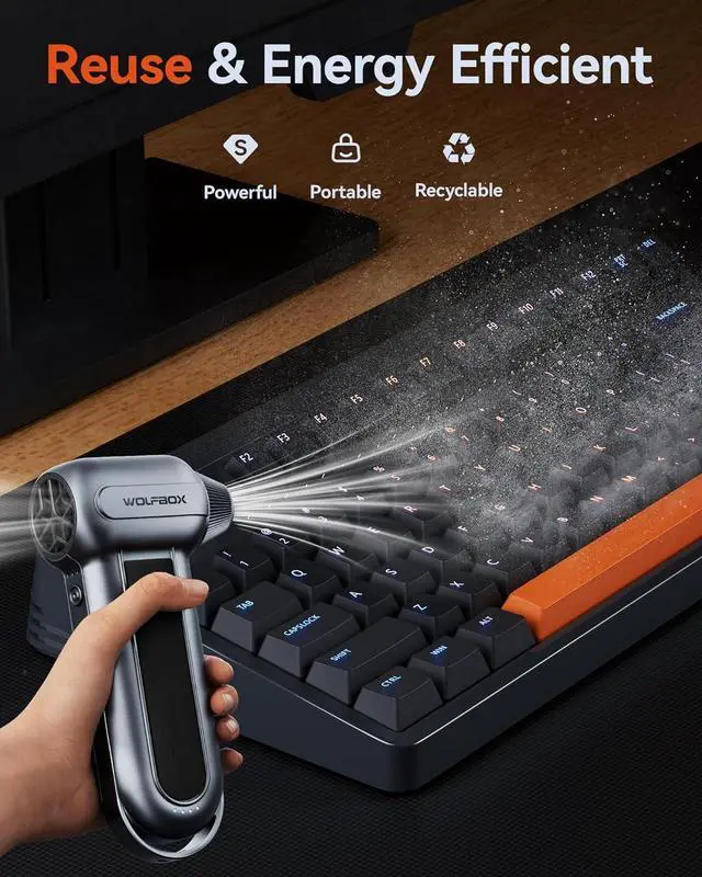 Alt view image 3 of 7 - MF100 Electric Air Duster-150000RPM Super Power Cordless Air Duster, Rechargeable Brushless Motor Durable Blower, 3-Gear Adjustable Dust Blower for Computer, Keyboard, Outdoor, House and Car