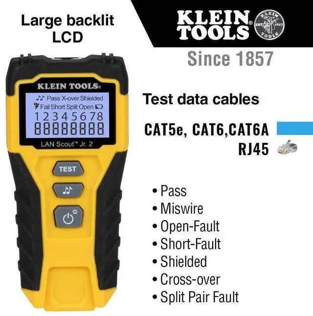 Alt view image 2 of 7 - VDV526-200 Cable Tester, LAN Scout Jr. 2 Ethernet Cable Tester for CAT 5e, CAT 6/6A Cables with RJ45 Connections