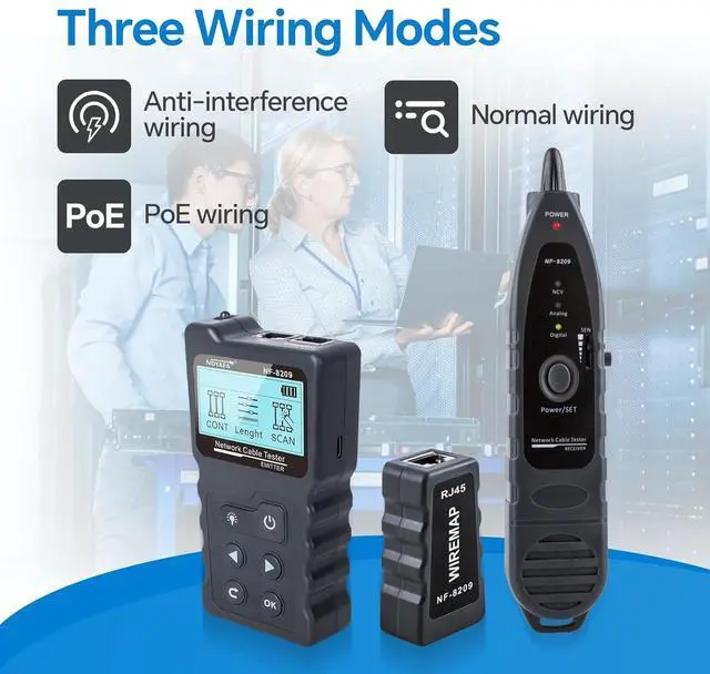 Alt view image 4 of 7 - Advanced Network Cable Tester With PoE& NCV & Lamp For CAT5e/CAT6/CAT6a, Multifunction Wire Tracker Cable Tester For Tracker Underground Telephone Line Finder Home Repair