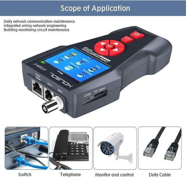 Alt view image 4 of 7 - Network Cable Tester, AT226-C NF-8601W LAN Ethernet Cable Tester RJ45 UTP STP Diagnose Tone Tr Network Cable Length Tester for RJ45, RJ11, BNC, PING/POE 8 Identifier Telephone Wire Tracker