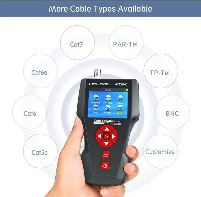 Alt view image 3 of 7 - Network Cable Tester, AT226-C NF-8601W LAN Ethernet Cable Tester RJ45 UTP STP Diagnose Tone Tr Network Cable Length Tester for RJ45, RJ11, BNC, PING/POE 8 Identifier Telephone Wire Tracker