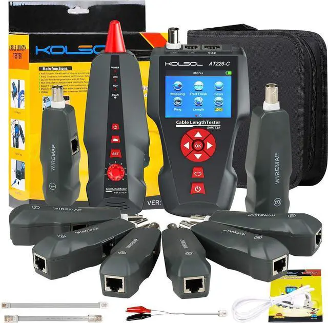 Alt view image 7 of 7 - Network Cable Tester, AT226-C NF-8601W LAN Ethernet Cable Tester RJ45 UTP STP Diagnose Tone Tr Network Cable Length Tester for RJ45, RJ11, BNC, PING/POE 8 Identifier Telephone Wire Tracker