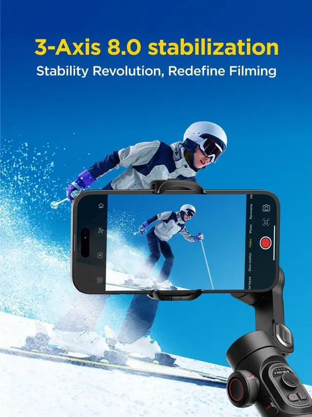 Alt view image 2 of 7 - Gimbal Stabilizer for Smartphone, iPhone Gimbal w/Focus Wheel Face/Object Tracking Gimbal for iPhone 16 15 Pro Max/Android Foldable 3-Axis Handheld Phone Gimbal for Video Recording -Smart XE