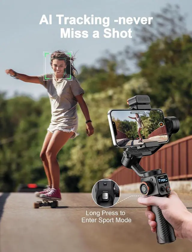 Alt view image 3 of 7 - iSteady M6 Kit Gimbal Stabilizer for Smartphone, 3-Axis Phone Gimbal with AI Tracking, Magnetic Fill Light, 18H Long Lasting Battery Stabilizer for iPhone & Android, Ideal for Video Recording