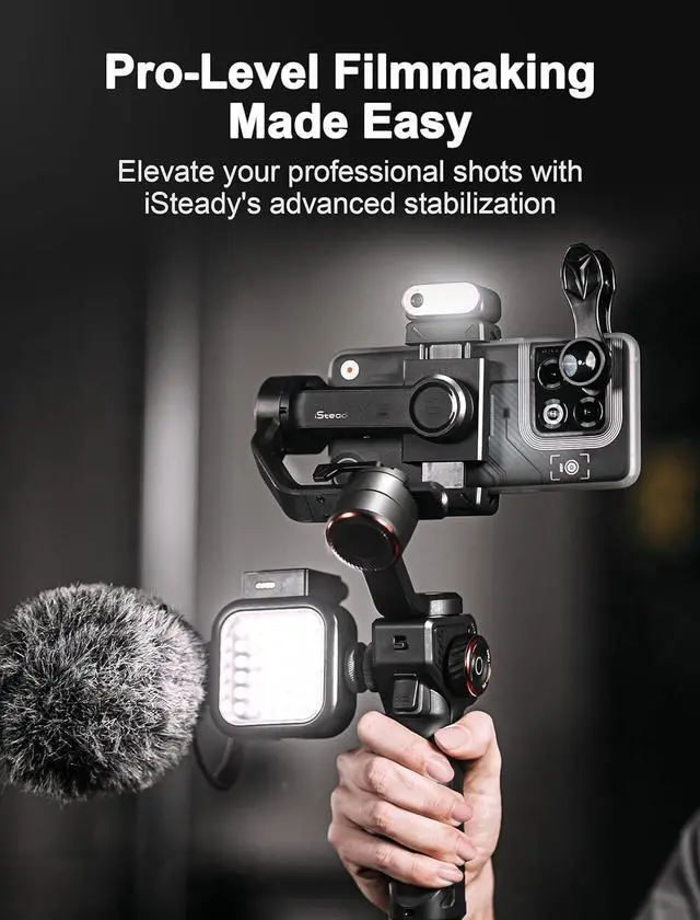 Alt view image 4 of 7 - iSteady M6 Kit Gimbal Stabilizer for Smartphone, 3-Axis Phone Gimbal with AI Tracking, Magnetic Fill Light, 18H Long Lasting Battery Stabilizer for iPhone & Android, Ideal for Video Recording