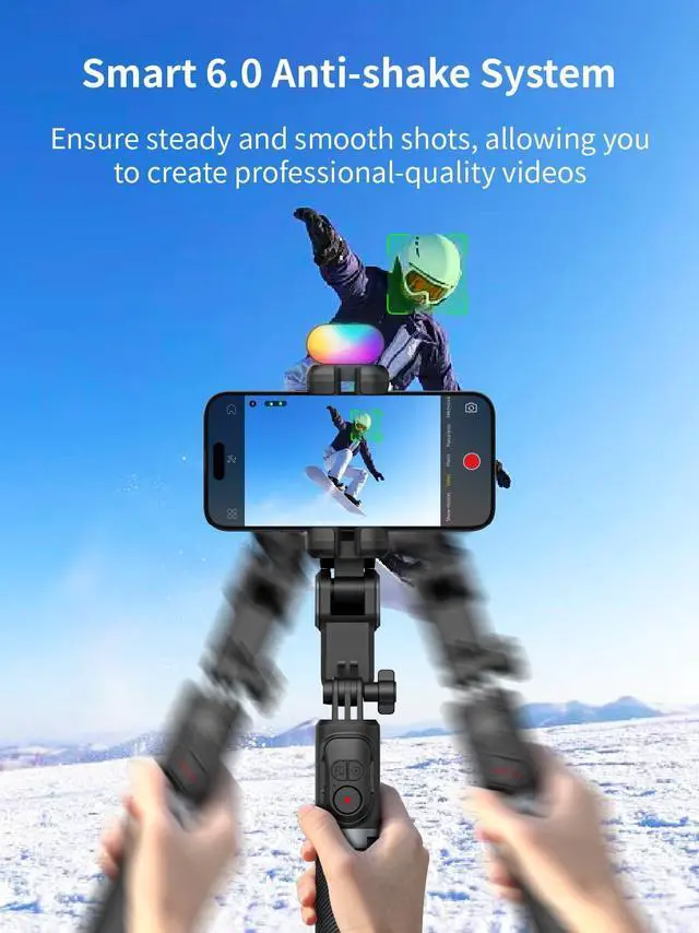 Alt view image 3 of 7 - Gimbal Stabilizer for Smartphone, 2-Axis Phone Gimbal w/360° Rotation for iPhone/Andriod Sefie Stick Tripod w/Auto Face Tracking and Wireless Remote for TIK Tok YouTube Vlogging-M1 Pro Black