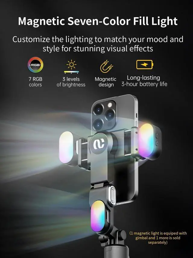Alt view image 4 of 7 - Gimbal Stabilizer for Smartphone, 2-Axis Phone Gimbal w/360° Rotation for iPhone/Andriod Sefie Stick Tripod w/Auto Face Tracking and Wireless Remote for TIK Tok YouTube Vlogging-M1 Pro Black
