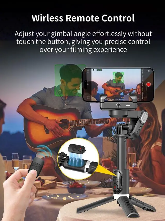 Alt view image 5 of 7 - Gimbal Stabilizer for Smartphone, 2-Axis Phone Gimbal w/360° Rotation for iPhone/Andriod Sefie Stick Tripod w/Auto Face Tracking and Wireless Remote for TIK Tok YouTube Vlogging-M1 Pro Black
