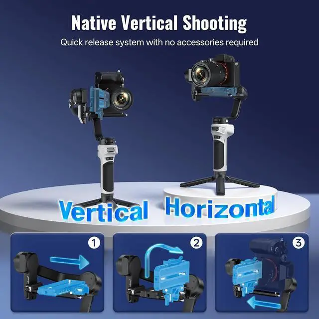 Alt view image 3 of 7 - Weebill 3E[Official], 3-Axis Lightweight Gimbal Stabilizer for DSLR & Mirrorless Camera Canon//Panasonic/Nikon, 3KG Payload, Native Vertical Shooting, Bluetooth Shutter Control