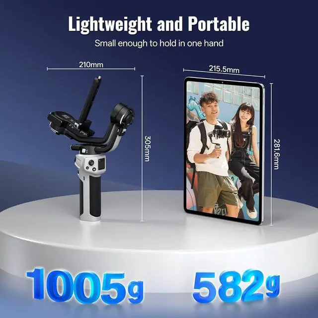 Alt view image 4 of 7 - Weebill 3E[Official], 3-Axis Lightweight Gimbal Stabilizer for DSLR & Mirrorless Camera Canon//Panasonic/Nikon, 3KG Payload, Native Vertical Shooting, Bluetooth Shutter Control