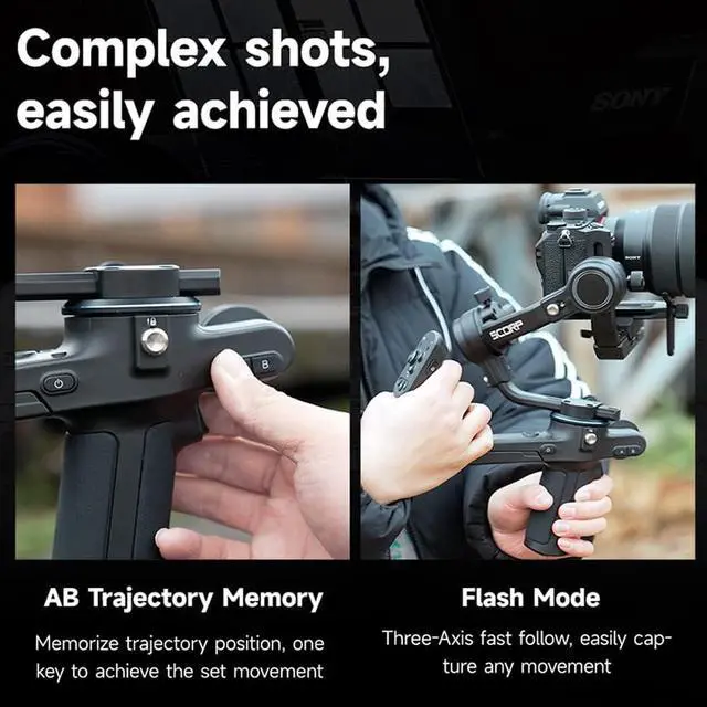 Alt view image 5 of 6 - SCORP-C [Official] Camera Stabilizer 3-Axis Mirrorless Gimbal Lightweight Stabilizer,for DSLR Camera,for  a7IV a7s Canon R5 R6 M50 Panasonic Nikon Fujifilm,Max 5.5lb,Cable Control