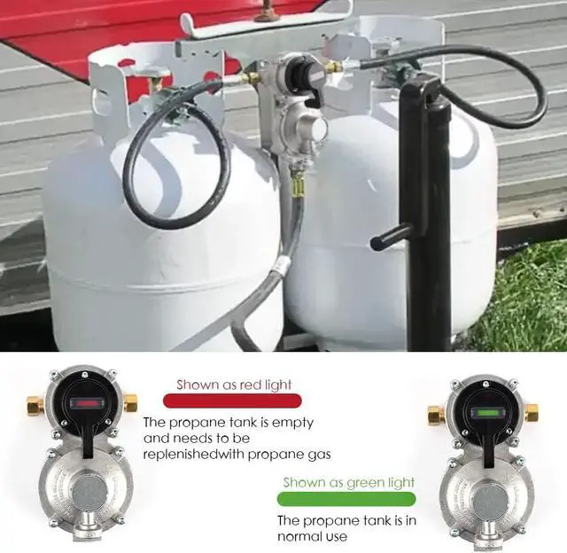 Alt view image 3 of 7 - RV Propane Regulator 2 Tank-2-Stage Auto Changeover LP Propane Regulator for RV Includes Gauge and 2X 18 Pigtail Propane Hoses,Ideal for Trailers and Camper RVs (Silver)