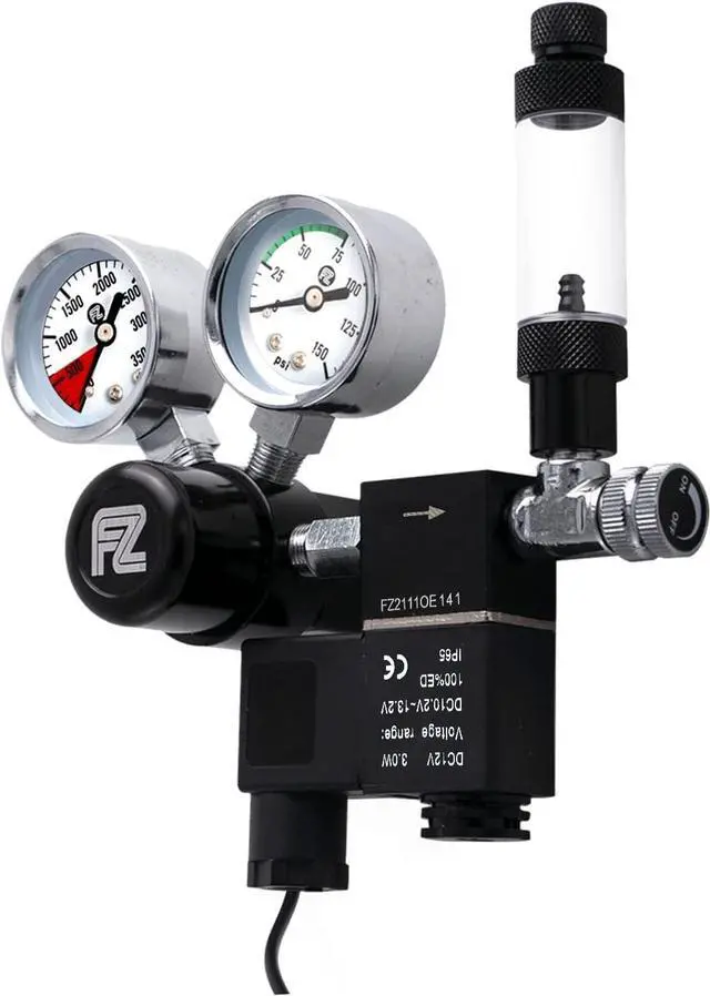 Main image of Aquarium Co2 Regulator DC Solenoid with Bubble Counter and Check Valve Plant Grow DIY CO2 System CGA320 Side Open Cylinder