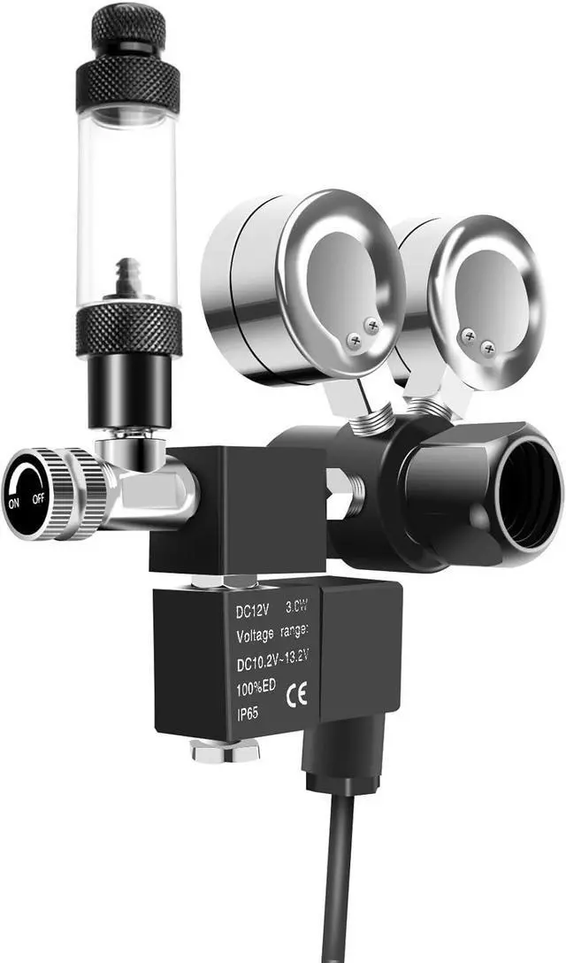 Alt view image 4 of 6 - Aquarium Co2 Regulator DC Solenoid with Bubble Counter and Check Valve Plant Grow DIY CO2 System CGA320 Side Open Cylinder