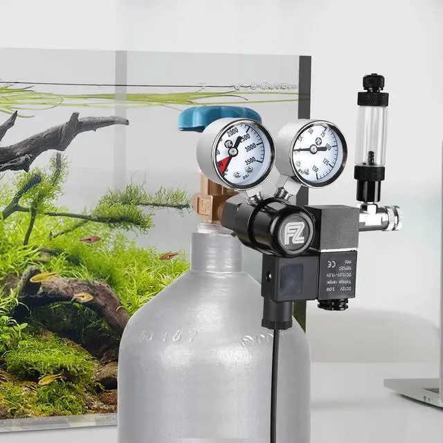 Alt view image 6 of 6 - Aquarium Co2 Regulator DC Solenoid with Bubble Counter and Check Valve Plant Grow DIY CO2 System CGA320 Side Open Cylinder
