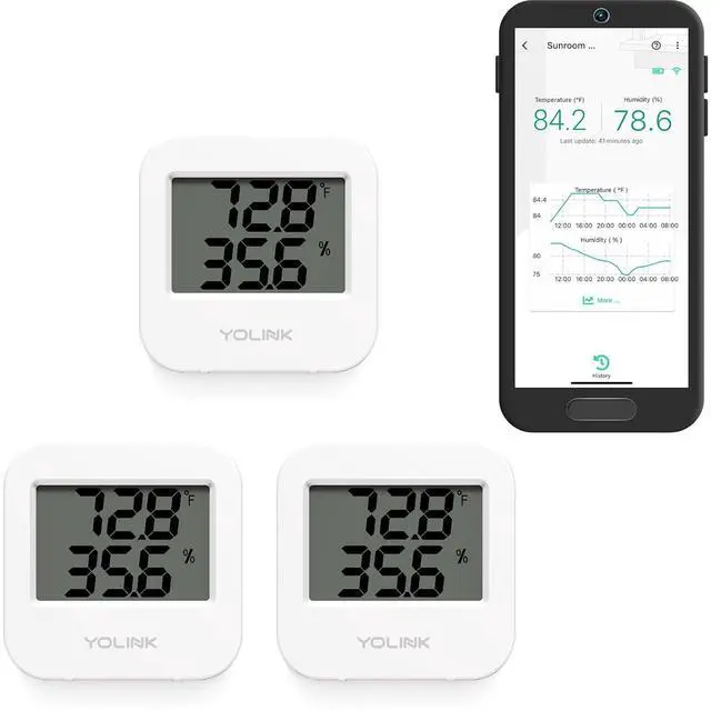 Main image of Smart Wireless Temperature & Humidity Sensor, 3-Pack, Wide Temp Range for Freezer, Fridge, Green House, Pet Cage, App Alerts, Emails, Text/SMS alerts- Hub Required