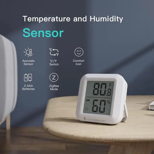 Alt view image 2 of 6 - Zigbee Temperature and Humidity Sensor 2 Pack, Digital LCD Display, ZigBee Hub Required, App Records, Remote Monitoring and Smart Home Automation, AAA Batteries Included